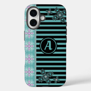 Artdeco-Blume im Retro-Stil mit Monogramm iPhone 16 Hülle