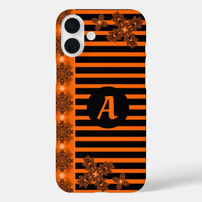 Artdeco-Blume im Retro-Stil mit Monogramm iPhone 16 Plus Hülle (Rückseite)