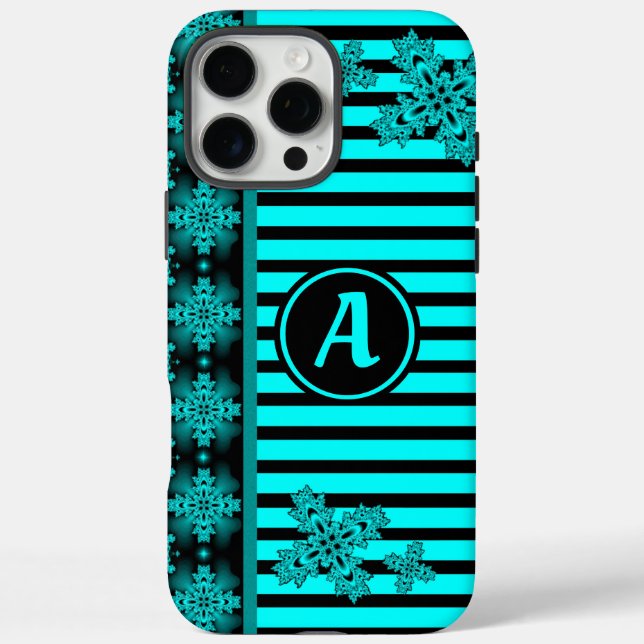 Artdeco-Blume im Retro-Stil mit Monogramm iPhone 16 Pro Max Hülle (Rückseite)
