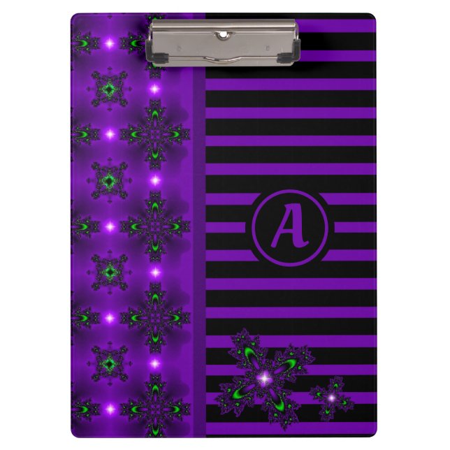 Artdeco-Blume im Retro-Stil mit Monogramm Klemmbrett (Vorderseite)