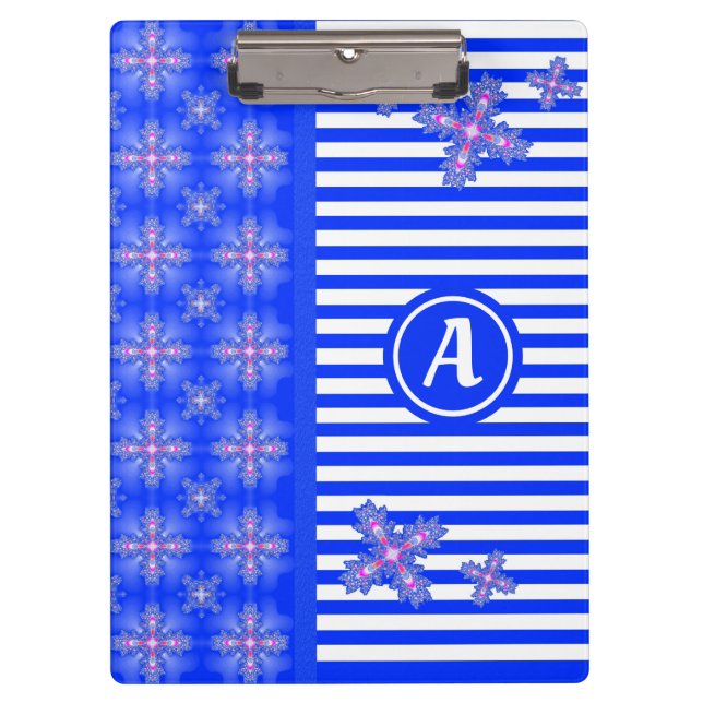 Artdeco-Blume im Retro-Stil mit Monogramm Klemmbrett (Vorderseite)