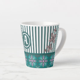 Artdeco-Blume im Retro-Stil mit Monogramm Milchtasse