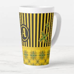 Artdeco-Blume im Retro-Stil mit Monogramm Milchtasse