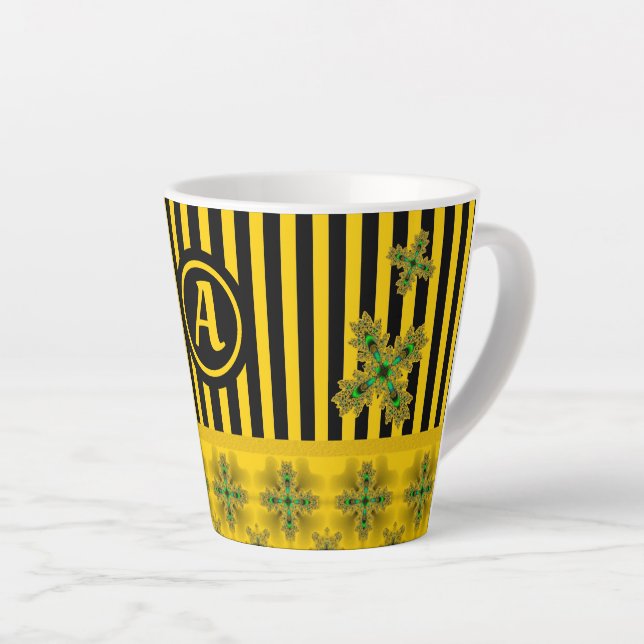 Artdeco-Blume im Retro-Stil mit Monogramm Milchtasse (Rechte Ecke)