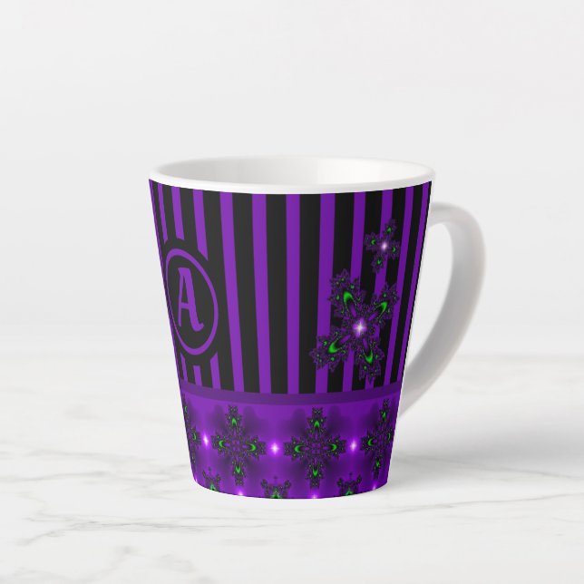 Artdeco-Blume im Retro-Stil mit Monogramm Milchtasse (Rechte Ecke)