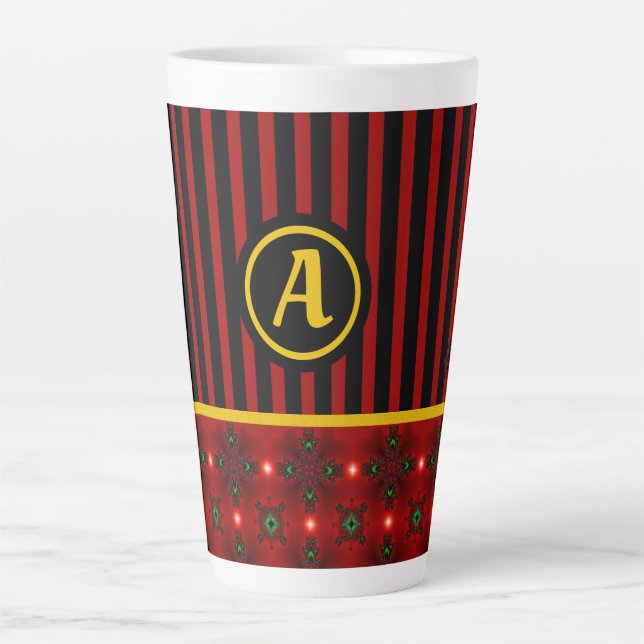Artdeco-Blume im Retro-Stil mit Monogramm Milchtasse (Vorderseite)