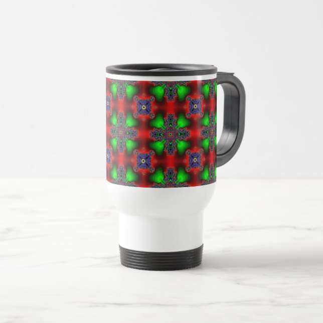 Artdeco-Blume im Retro-Stil Reisebecher (VorderseiteRechts)