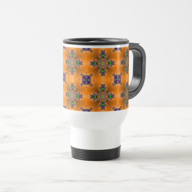 Artdeco-Blume im Retro-Stil Reisebecher (VorderseiteRechts)
