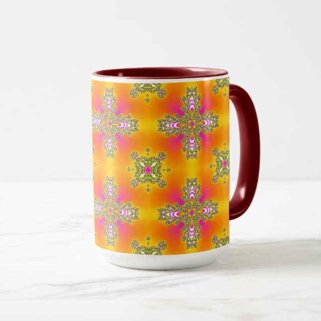 Artdeco-Blume im Retro-Stil Tasse (VorderseiteRechts)