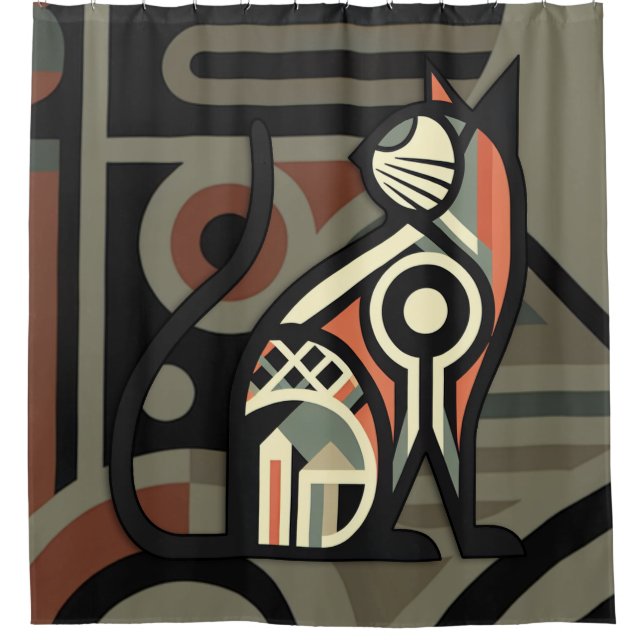 ArtDeco Cat Duschvorhang (Vorderseite)