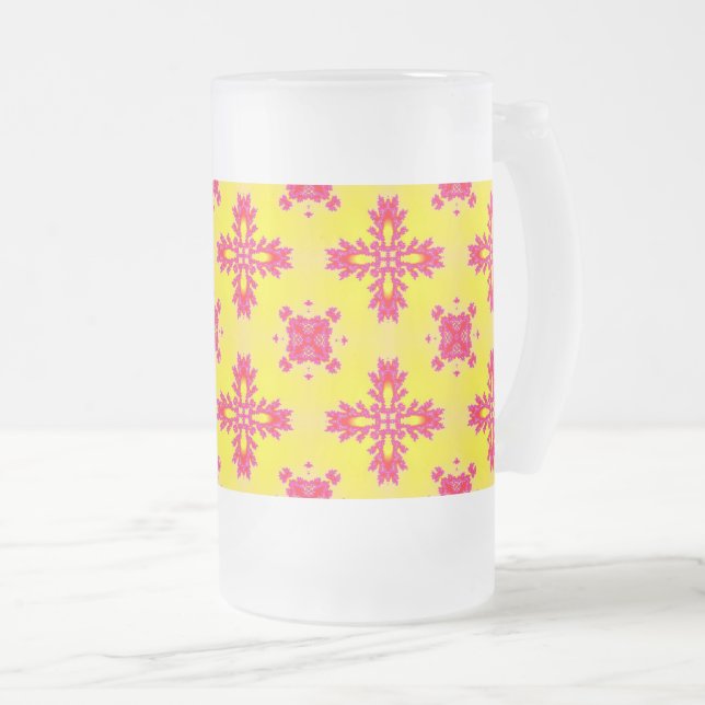 Artdeco Flowers in Retro Style Mattglas Bierglas (VorderseiteRechts)
