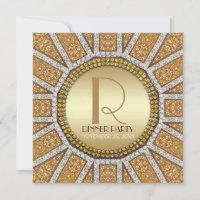 ArtDeco Sun Golden Glitzer Abendessen Party Einlad