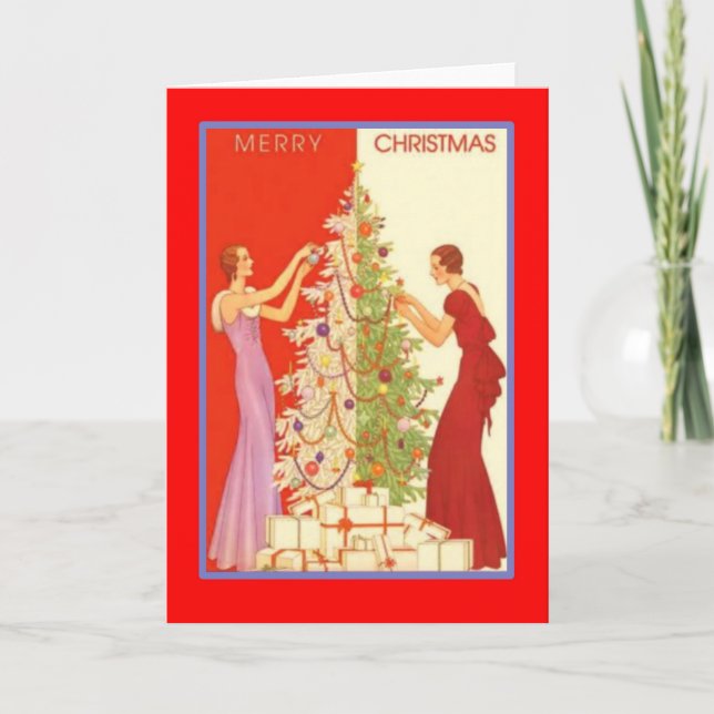 ArtDecoLadysChristmas-Grußkarte Feiertagskarte (Vorderseite)