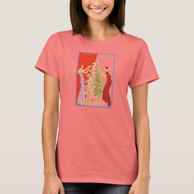 ArtDecoLadysChristmas-WomensBells3/4SleeveV-NeckT T-Shirt (Vorderseite)