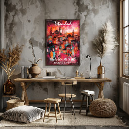 Arte Contemporáneo Estambul en colores vibrantes. Poster