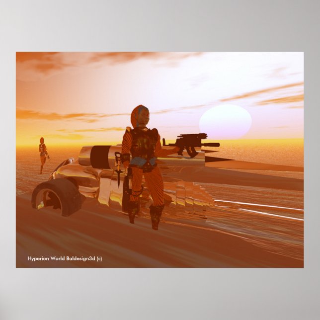 ARTE CYBORG, WÜSTE HYPERION, SCIENCE FICTION Scifi Poster (Vorne)