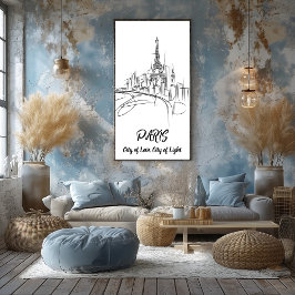 Arte de Línea de París La Ciudad del Amor y la Luz Poster