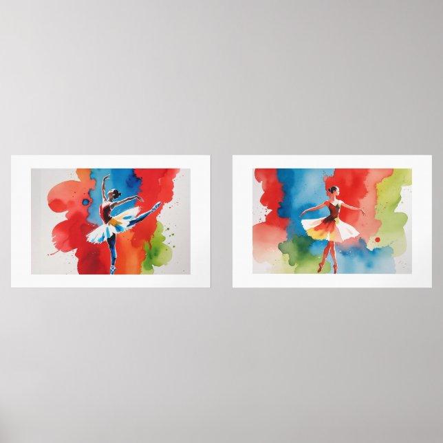 Arte en Acuarela de Danza y Elegancia Bilderwand Sets (Vorderseite)