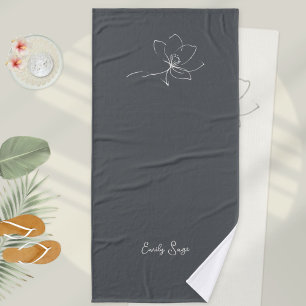 Arte minimaliste zen en ligne florale ivoire gris