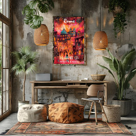Arte Moderno Roma en colores vibrantes Poster