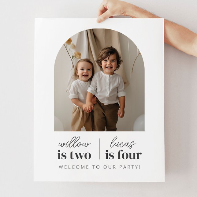 Arted Foto - Joint Birthday Welcome Sign Poster (Zazzle Arched Photo - Joint Birthday Welcome Sign)