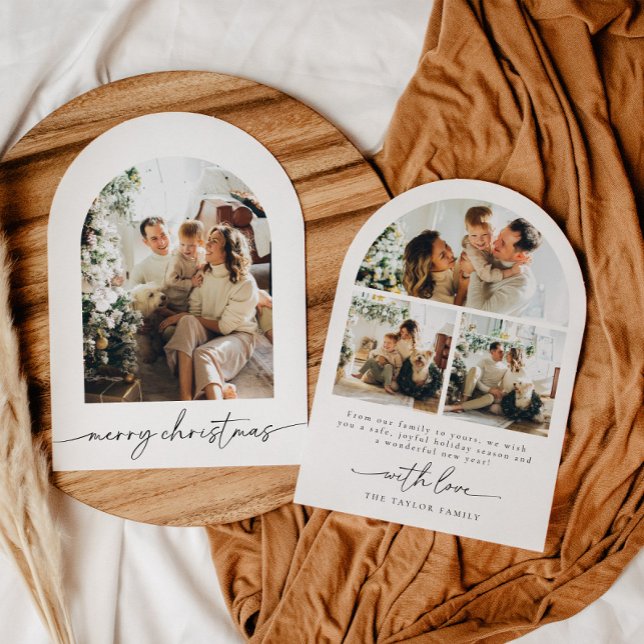 Arted Modern Script Foto Family Christmas Card Einladung (Von Creator hochgeladen)