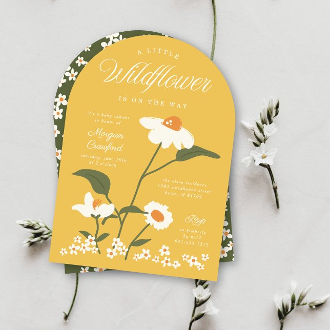 Arted Whimsical Woodland Wildblume Baby in Bloom Einladung (Von Creator hochgeladen)