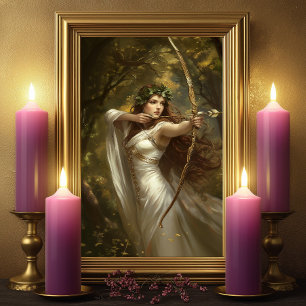 Artemis Griechische Göttin Verzauberter Wald Bogen Poster