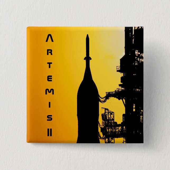 Artemis II auf der Startrampe Button (Vorderseite)