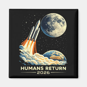 Artemis ii Mondmission 2026 Menschen kehren retro Magnet