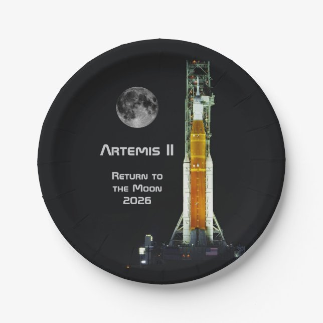 Artemis-II-Mondmission Pappteller (Vorderseite)