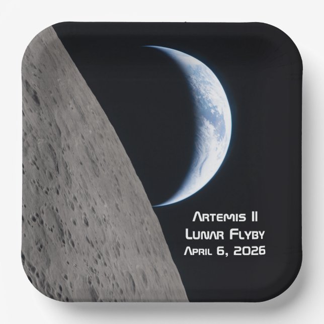 Artemis II Mondvorbeiflug Pappteller (Vorderseite)