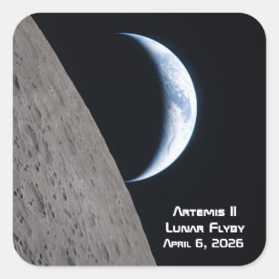 Artemis II Mondvorbeiflug Quadratischer Aufkleber