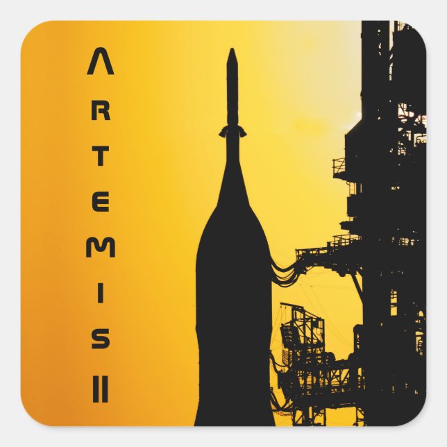 Artemis II to Launch Pad Quadratischer Aufkleber (Vorderseite)