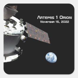 Artemis Orion Spacecraft Blauer Marmor Quadratischer Aufkleber