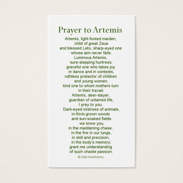 Artemis Prayer Card (Vorderseite)