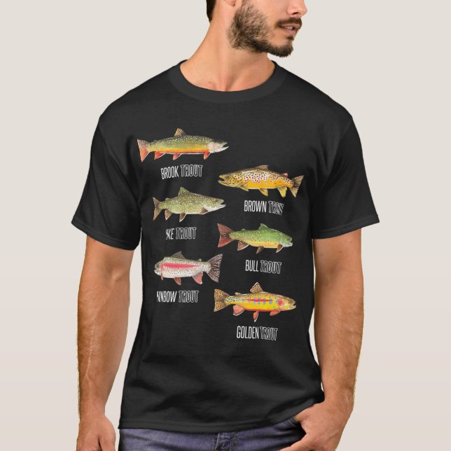 Arten der Forellenfischerei T-Shirt (Vorderseite)