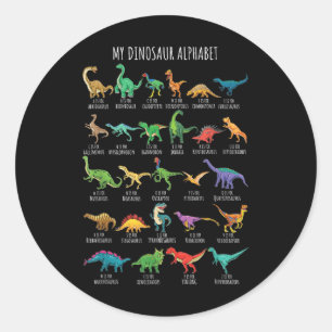 Arten von Dinosauriern Alphabet A-z ABC Dino Ident Runder Aufkleber