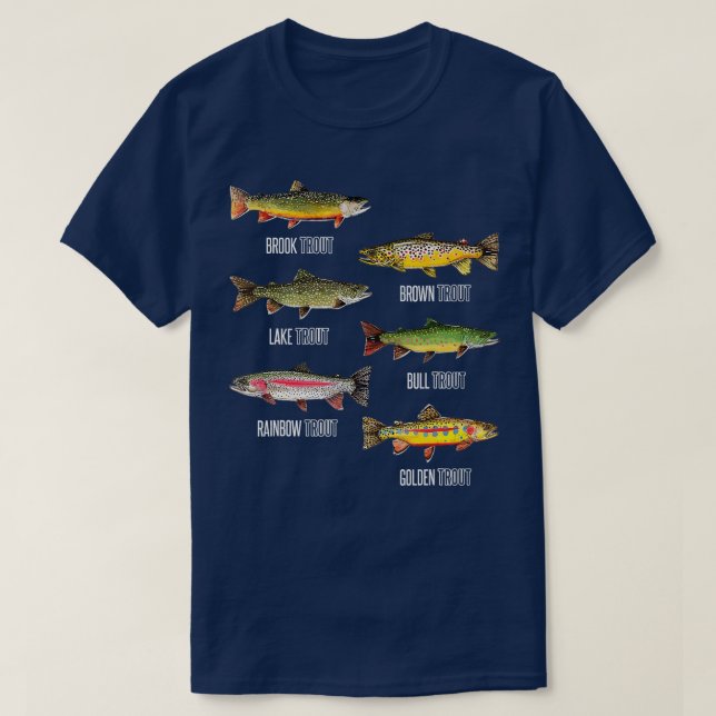 Arten von Forellenfischen Art Fischgeschenk T-Shirt (Design vorne)