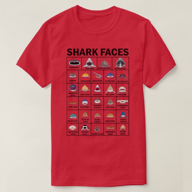 Arten von Haifischen T-Shirt (Design vorne)