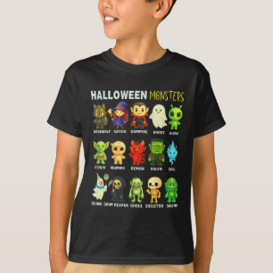 Arten von Halloween-Monstern pädagogisches Poster  T-Shirt