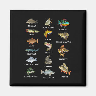 Arten von Süßwasserfischarten Angeln Fischer Magnet