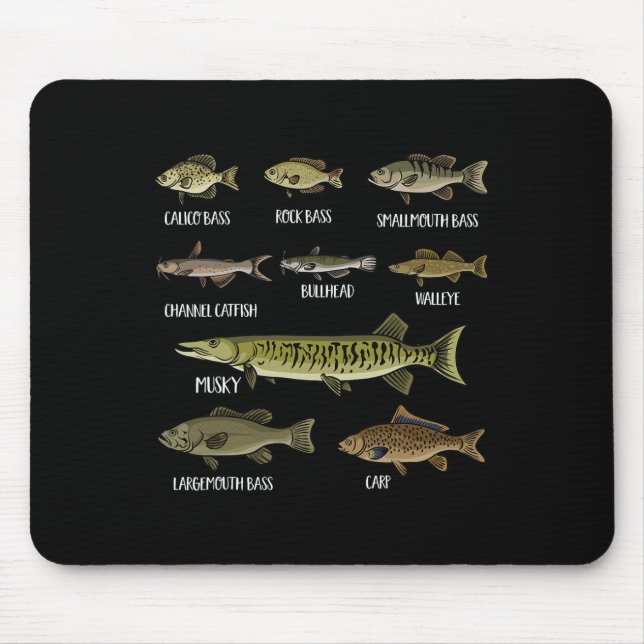 Arten von Süßwasserfischen Arten der Fischerei Mousepad (Vorne)