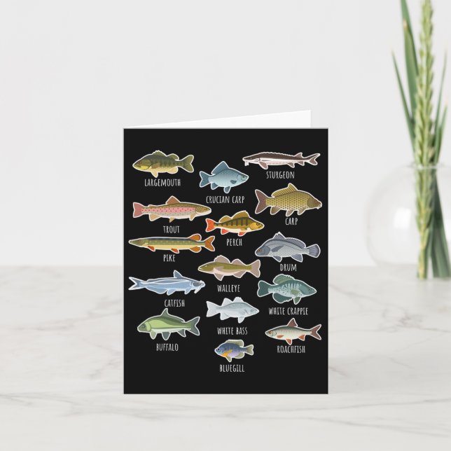 Arten von Süßwasserfischen Karte (Vorderseite)