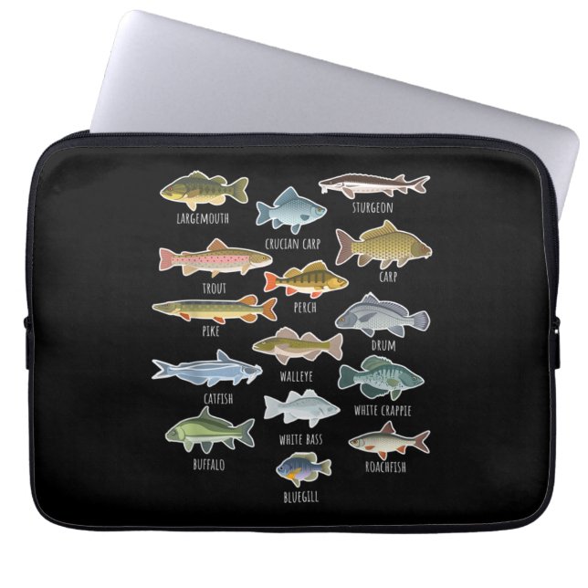 Arten von Süßwasserfischen Laptopschutzhülle (Vorderseite)