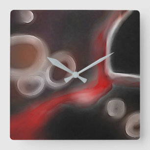 Arterielle Motive: Abstrakt Schwarz, Weiß und Rot Quadratische Wanduhr