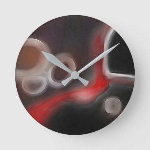 Arterielle Motive: Abstrakt Schwarz, Weiß und Rot Runde Wanduhr