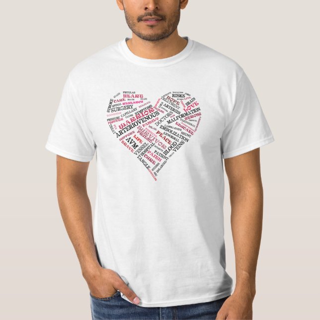 Arteriovenöses Missbildungs-Wort-Herz-Shirt T-Shirt (Vorderseite)