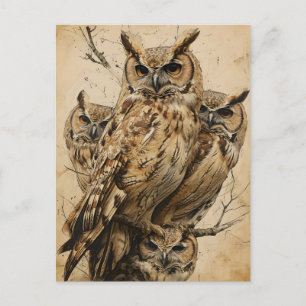 Artful Owls Vintage Postkarte