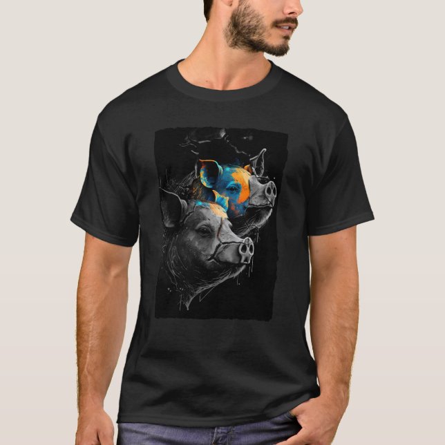 Artful Portrait of two Pigs T-Shirt (Vorderseite)